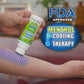FDA Approved menthol cooling therapy hand holding Cold As Ice Gel Roll On tube applying onto their forearm 