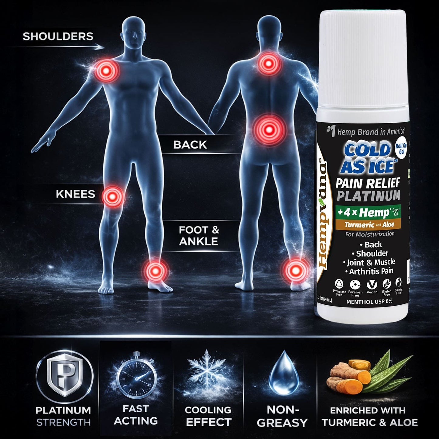 Platinum Cold As Ice Pain Relief Roll On