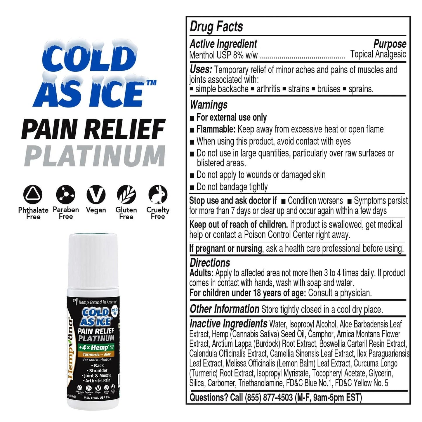 Platinum Cold As Ice Pain Relief Roll On