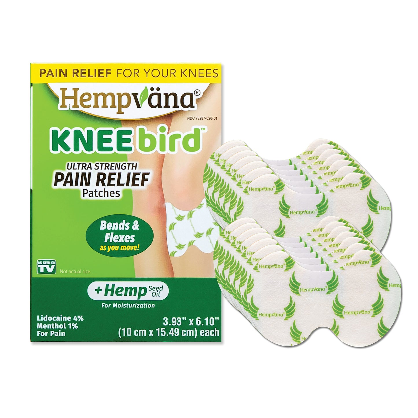 Hempvana Knee Bird Pain Relief Patches - 2 Week Supply